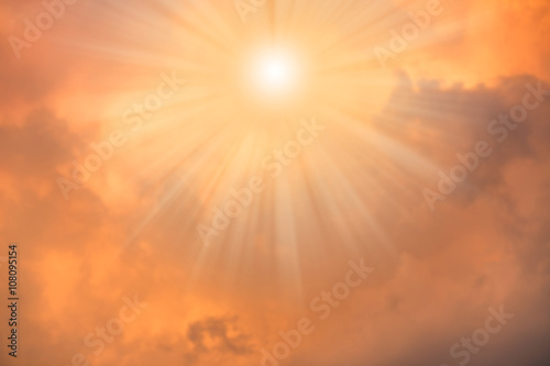 Sun light ray with orange cloud sky © littlestocker