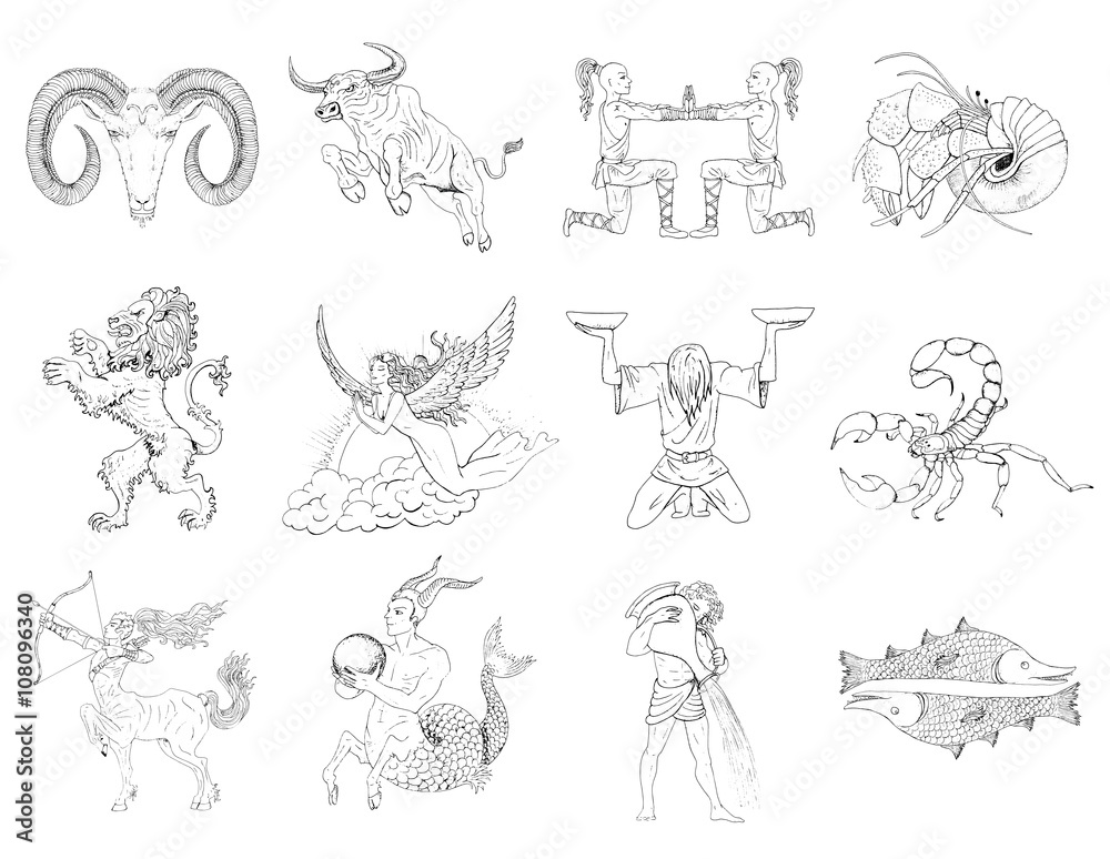 custom made wallpaper toronto digitalHand drawn zodiac signs and symbols set