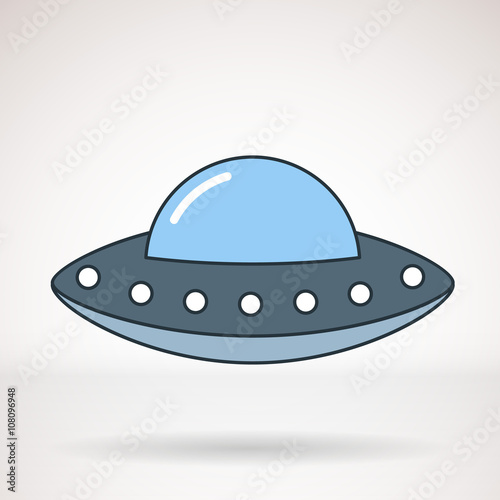 Vector icon for business presentations, interface, logo. Modern flat design. Price tag with discount. UFO, flying saucer.