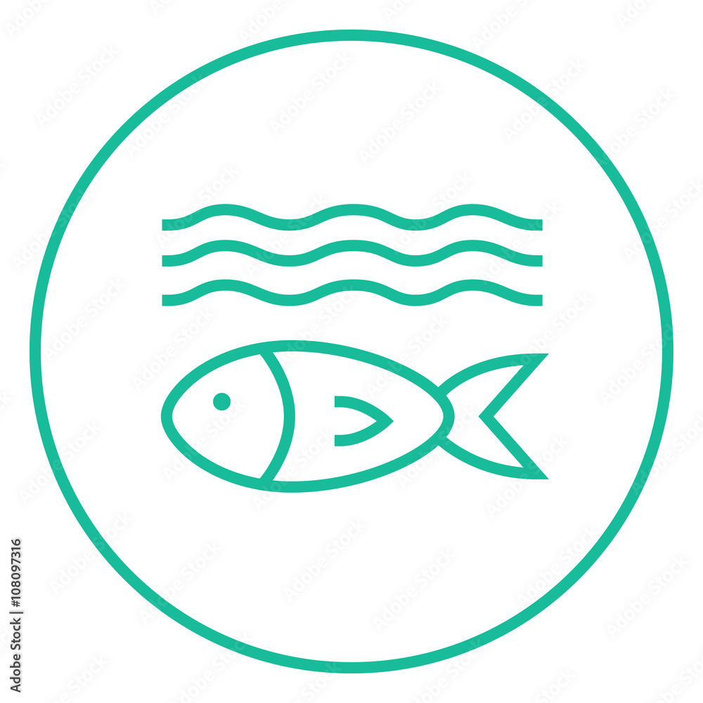 Obraz premium Fish under water line icon.