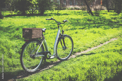 bicycle with a wicker basket