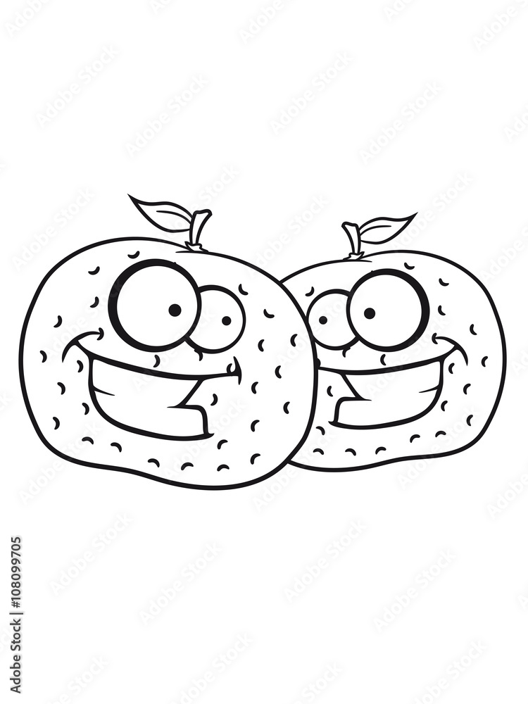 Obraz premium 2 oranges comic cartoon face grin funny team buddies party