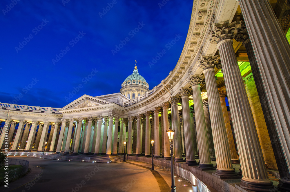 Night view of the Kazan Cathedral, St. Petersburg