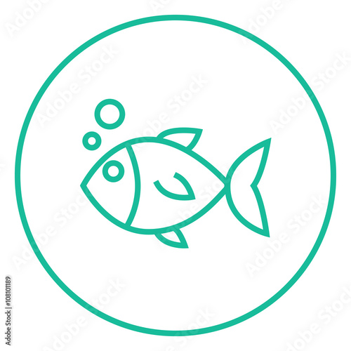 Little fish under water line icon.