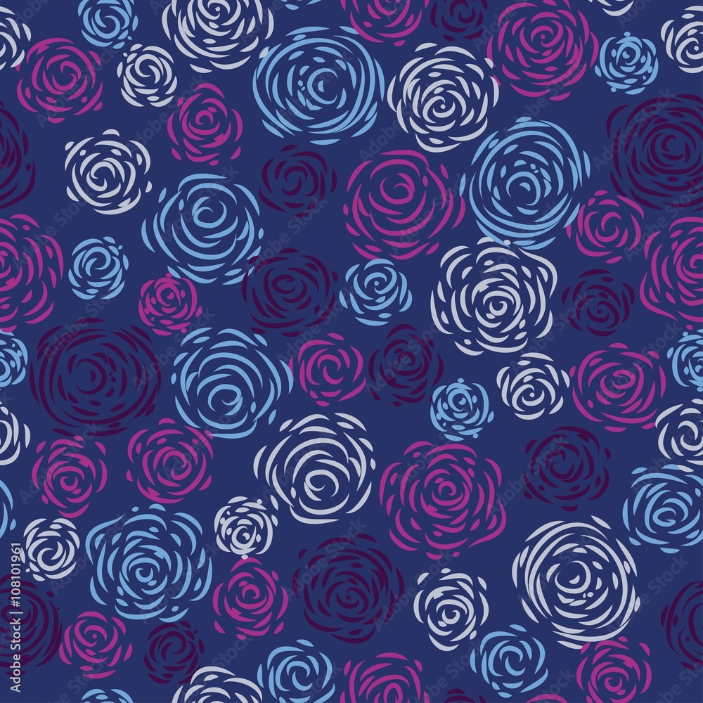Color seamless roses background. Vector illustration