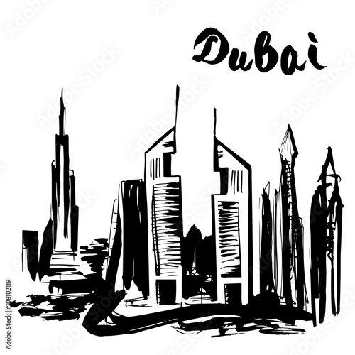 Hand drawn Dubai skyscraper