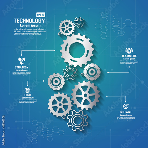Abstract background with a set of modern gears