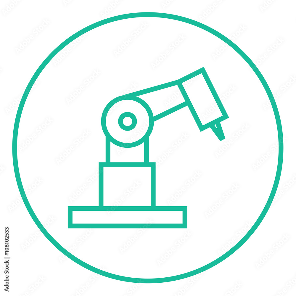 Industrial mechanical robot arm line icon. Industrial mechanical robot arm line icon.