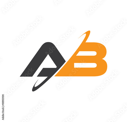 AB initial logo with double swoosh