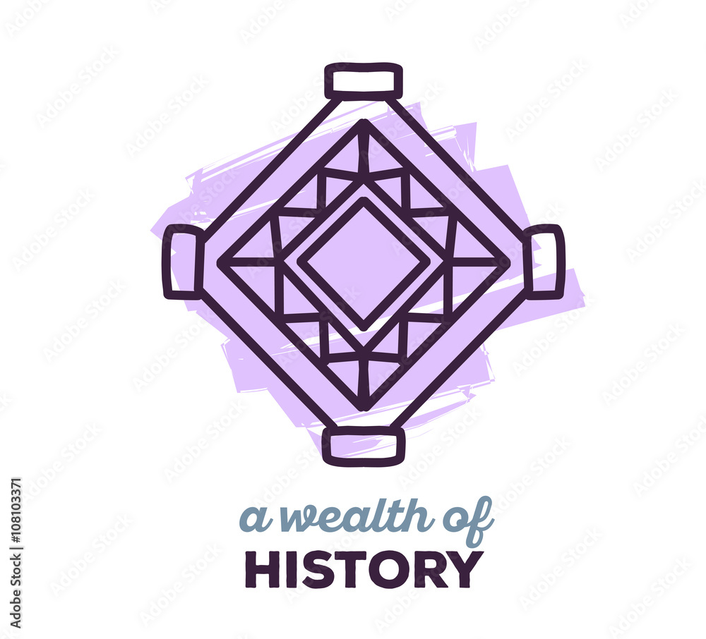 Vector illustration of ethnic tribal purple color amulet sigh wi - obrazy, fototapety, plakaty 