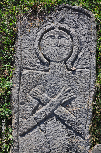 Images of people on the tombstone. Armenia photo