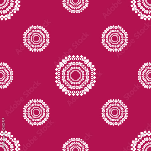 geometric flower wallpaper pattern red and white background. Vector