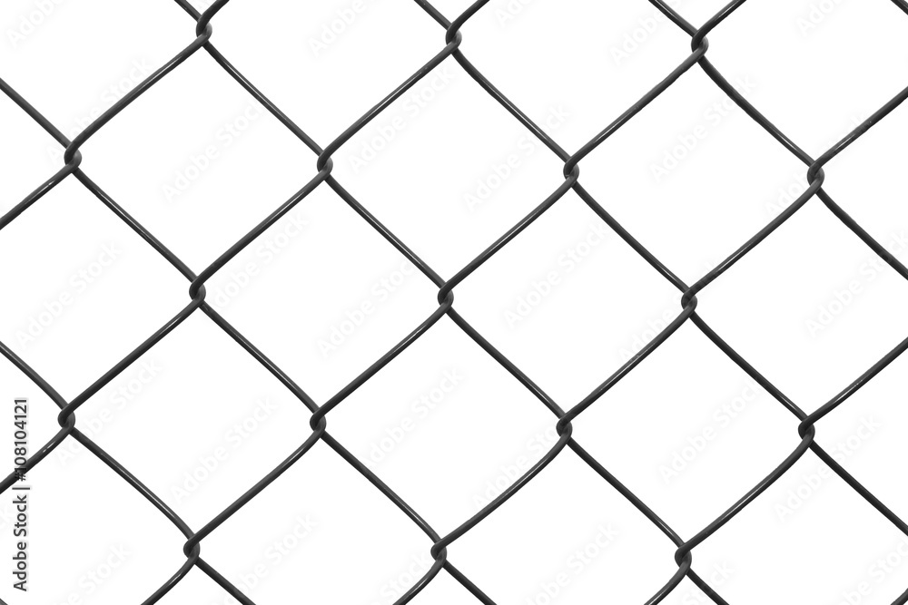 Fototapeta premium Metal black netting on white background