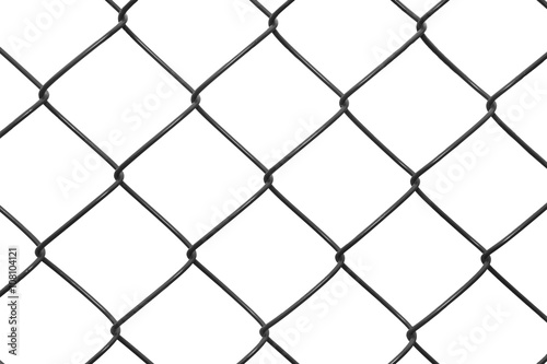 Metal black netting on white background