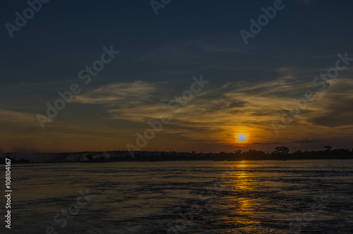 Sunset over the Zambezi River, Zambia, The Zambezi is the fourth longest river in Africa