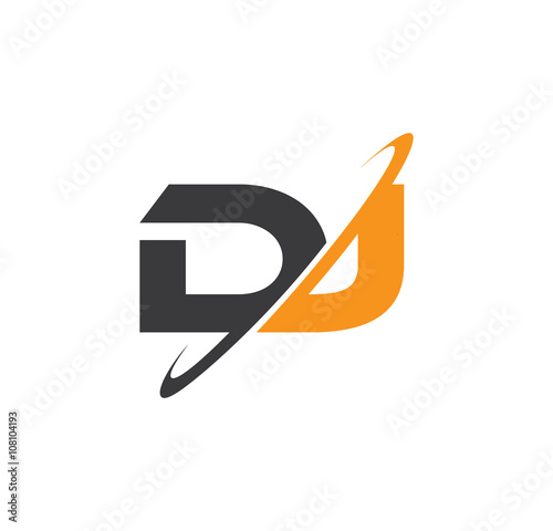 DJ initial logo with double swoosh