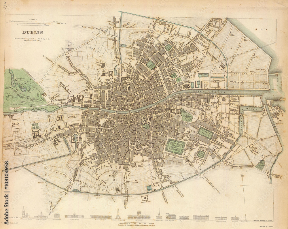 Fototapeta premium Vintage map of Dublin 