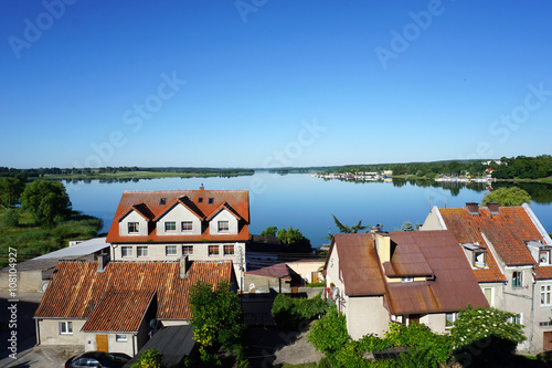 Fototapeta Naklejka Na Ścianę i Meble -  Panorama of the lake. Mazury lake. Ryn, Poland