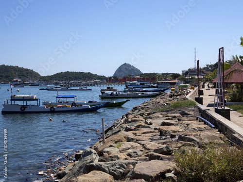 Beautiful bay with ships, Labuan Bayo, Indonesia photo