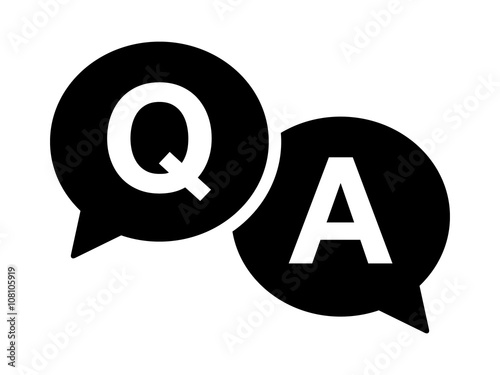 Questions and answers or Q&A speech bubbles flat icon for apps and websites