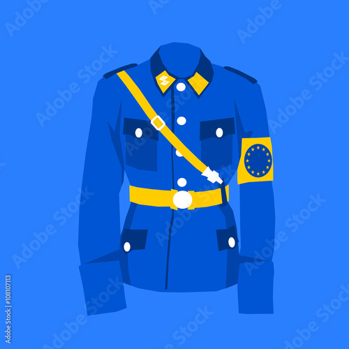 Uniform in colors of European Union as metaphor of EU and its tendencies of greater integration and centralization as some competences of national states are transferred to Brussels.  photo