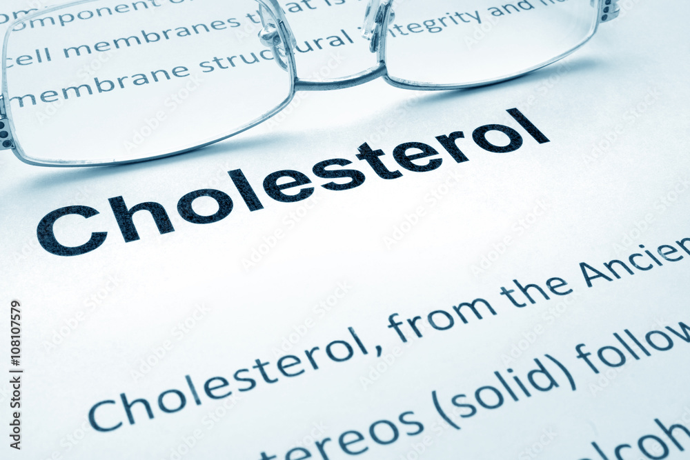 Paper with word cholesterol and glasses. Paper with word cholesterol and glasses.