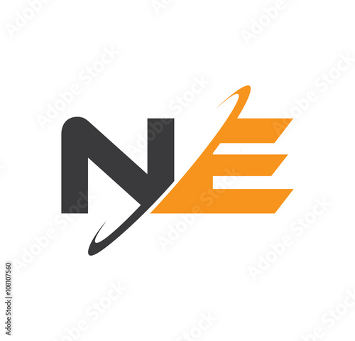 NE initial logo with double swoosh