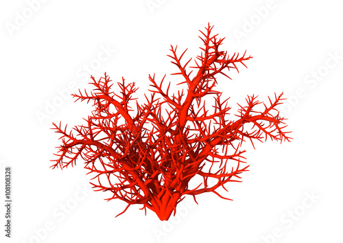 3D Illustration Red Coral on White