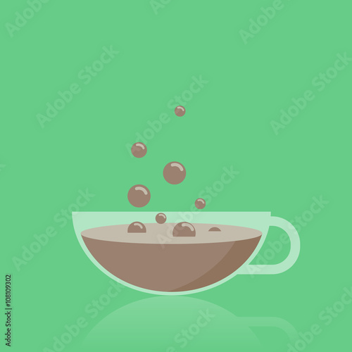 Coffee cup and flying bubbles