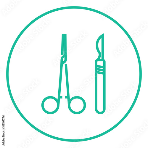 Surgical instruments line icon.