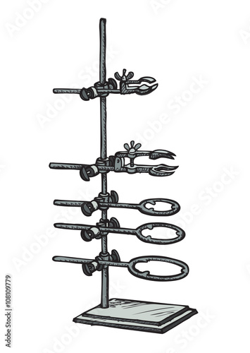 Retort lab stand. Vector sketch