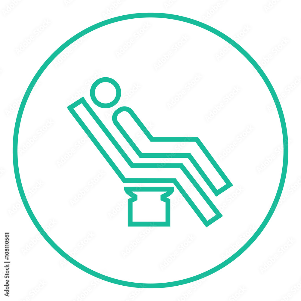 Man sitting on dental chair line icon. Man sitting on dental chair line icon.