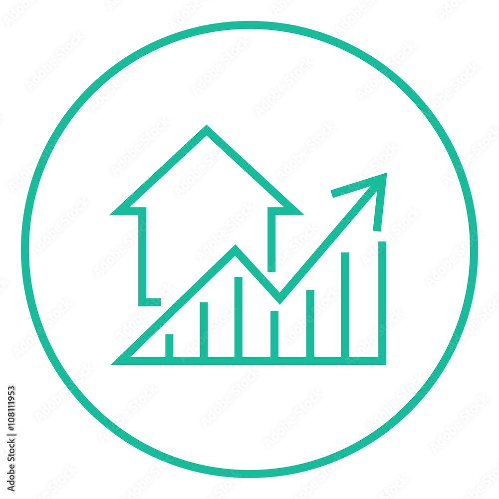 Graph of real estate prices growth line icon. Graph of real estate prices growth line icon.