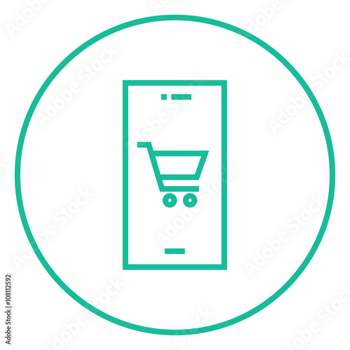 Online shopping line icon.