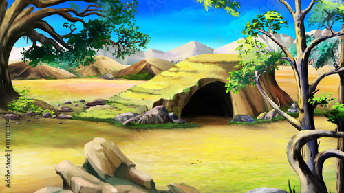 Stone Cave in the African Bush. Day