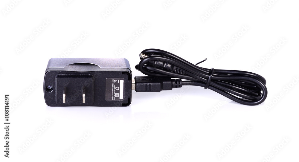 AC to DC power adapter isolated on white background AC to DC power adapter isolated on white background