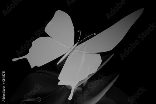 Papieren vlinder op abstracte bloem photo