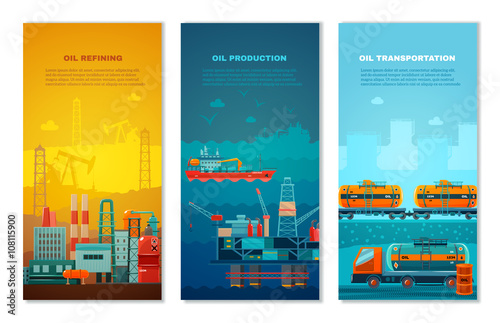 Petroleum Industry Vertical Banners Set 