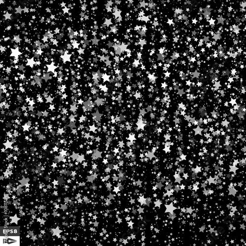 Background with Stars. Black and White Pattern. Design Template. Abstract Vector Illustration.