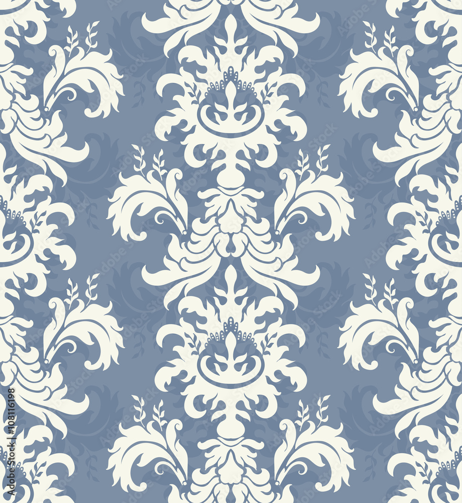 blue damask seamless pattern