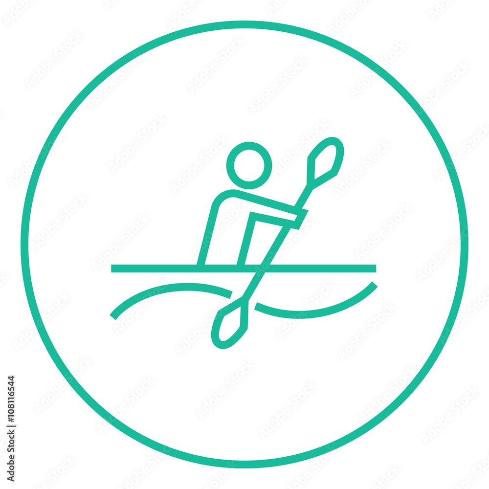Obraz premium Man kayaking line icon.