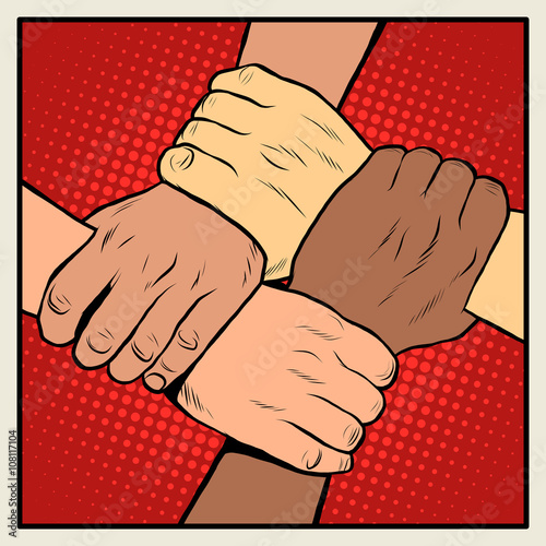 Handshake people of different nationalities and races