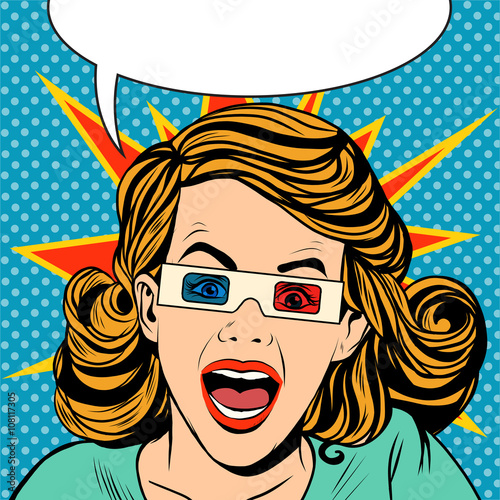woman viewer stereo movie and yells