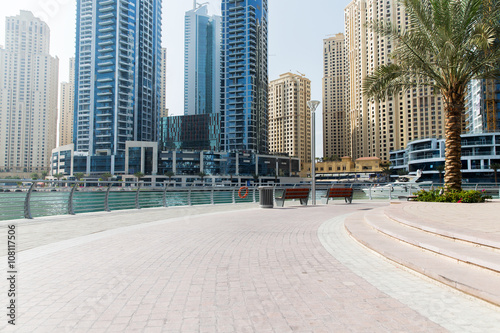 Canvas Print Dubai city business district and seafront