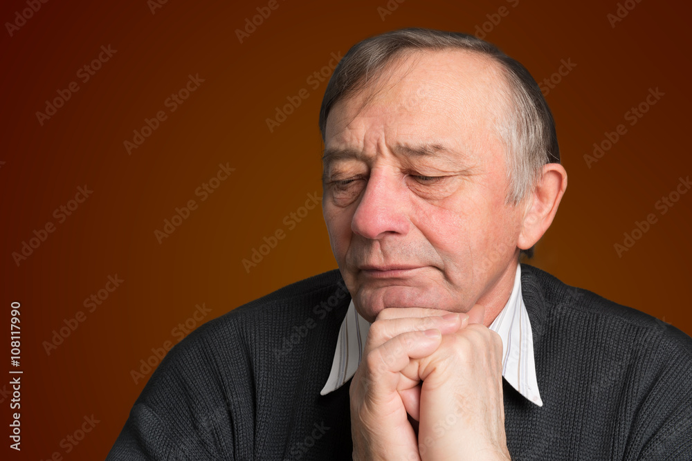 Portrait of a senior man thinking about something Portrait of a senior man thinking about something