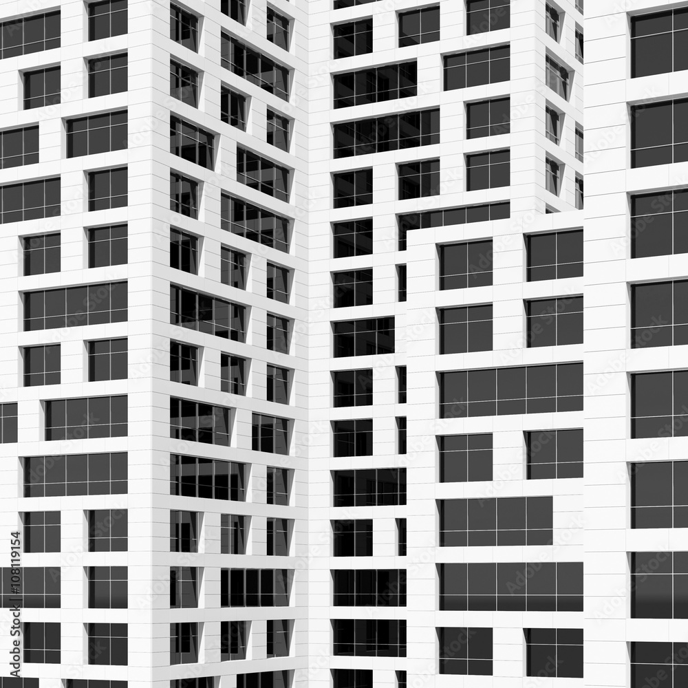Pattern of dark windows on white walls. 3d Pattern of dark windows on white walls. 3d