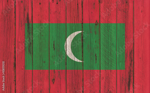 Flag of Maldives painted on wooden frame