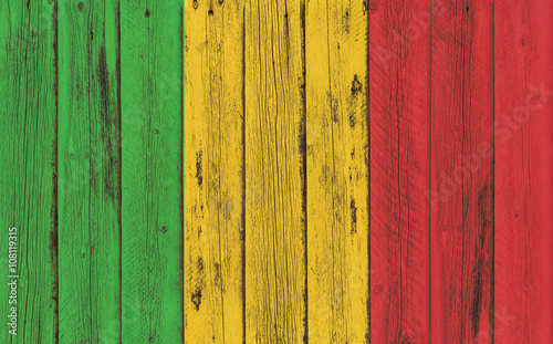 Flag of Mali painted on wooden frame