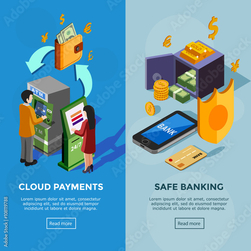 Isometric Vertical Bank Banners
