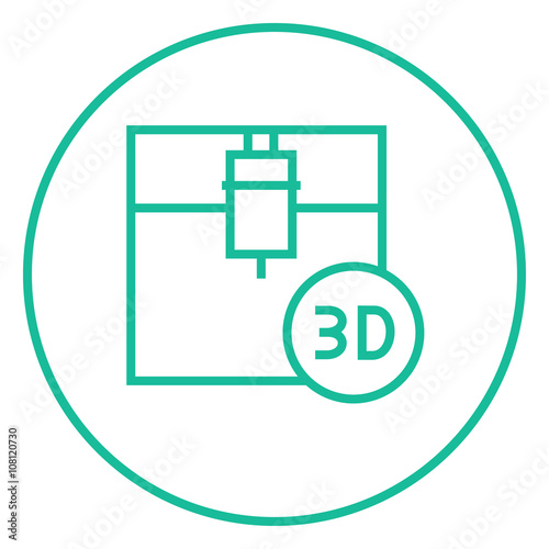 Tree D printing line icon.